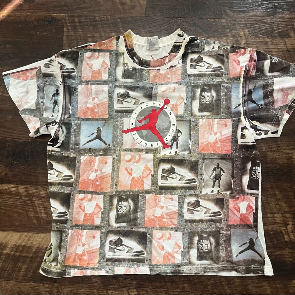 Y2K Air Jordan flight 2000s AOP retro sneaker print T shirt 3XL READ